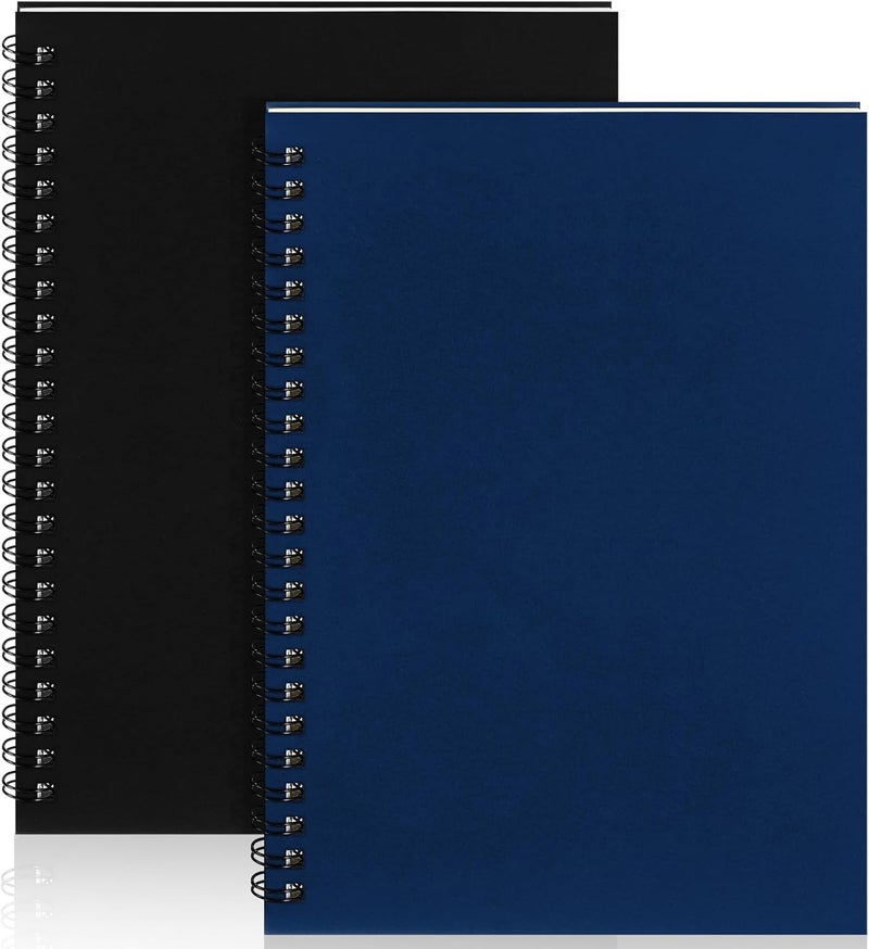 Yahenda Spiral Notebook Bulk A5 Journal Lined 8.3'' x 5.5'' Writing Composition Paper Small Notepad Subject Notebook for Students Office Business Back to School Supplies(Black, Deep Blue,2 Pcs) - Image 1